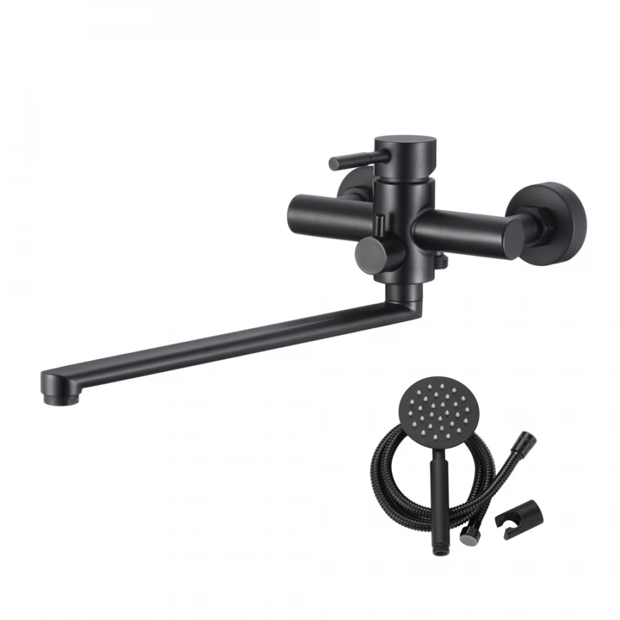 Смеситель Olive`s для ванны с длинным изливом нержавеющая сталь черный Balear 13221BLB