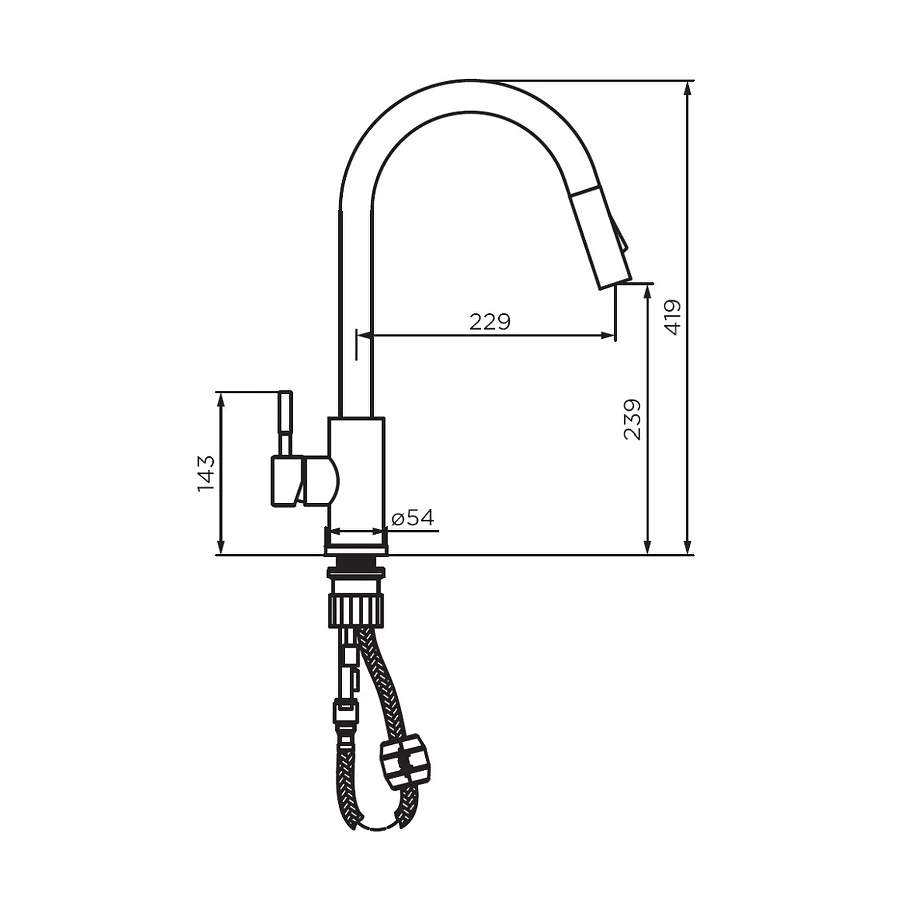 Смеситель для кухни Dorff Logic с вытяжным изливом белый D3007533