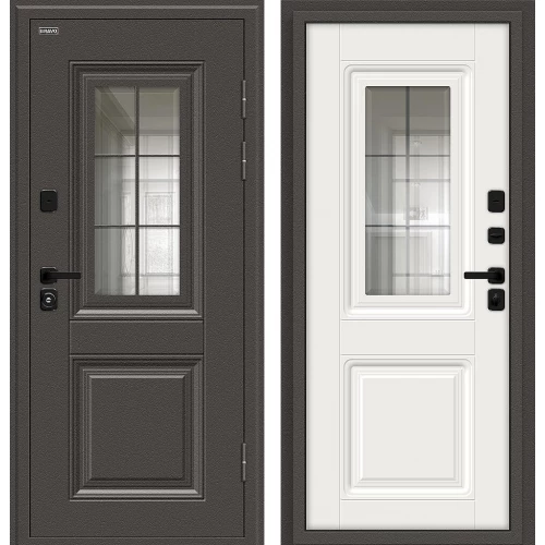 Входная дверь Bravo Шелтер СДР/SBlack 205x86 Старк шоколад/White Sand левое открывание