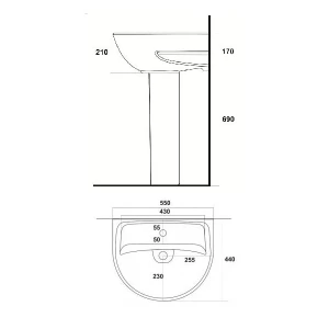 Раковина Sanita Эталон 55 Самарский белый ETL55SAWB01