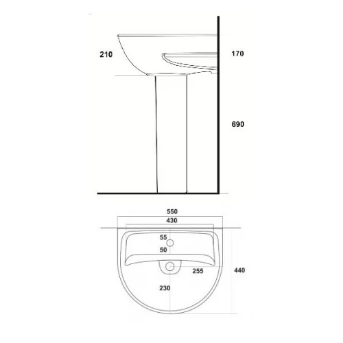 Раковина Sanita Эталон 55 Самарский белый ETL55SAWB01