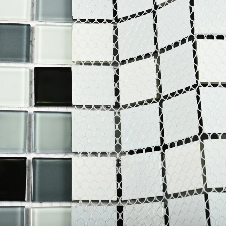 Мозаика Bonaparte Стеклянная мозаика Grand 25х25 глянцевая черно-белая 30х30 см