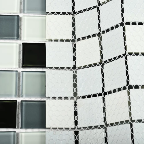 Мозаика Bonaparte Стеклянная мозаика Grand 25х25 глянцевая черно-белая 30х30 см