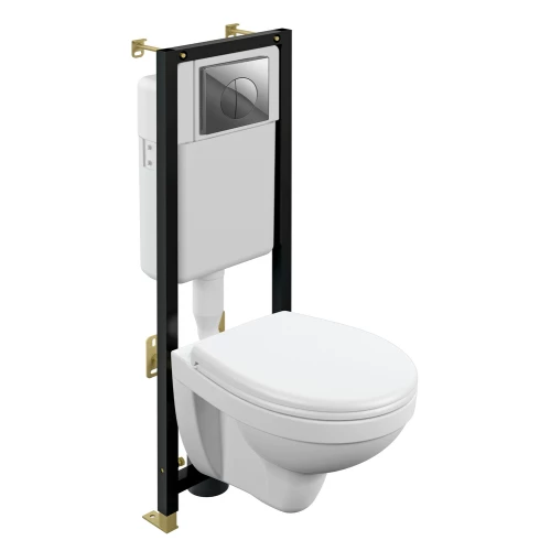 Комплект Cersanit Delfi tpl инсталляция black кнопка leon пластик хром глянцевый S-SET-DEL/Black/TPL/Cg-w