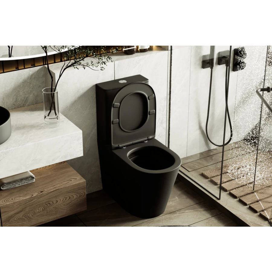 Унитаз Abber Bequem компакт черный матовый безободковый AC1112TMB
