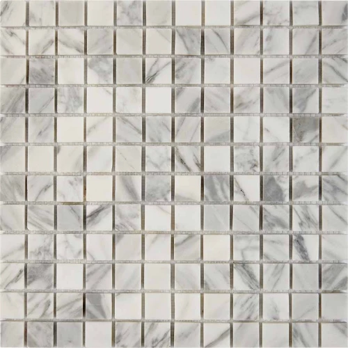 Мозаика Pixel mosaic Мрамор Bianco carrara чип 23x23 мм сетка Полированная Pix 242 30,5х30,5 см