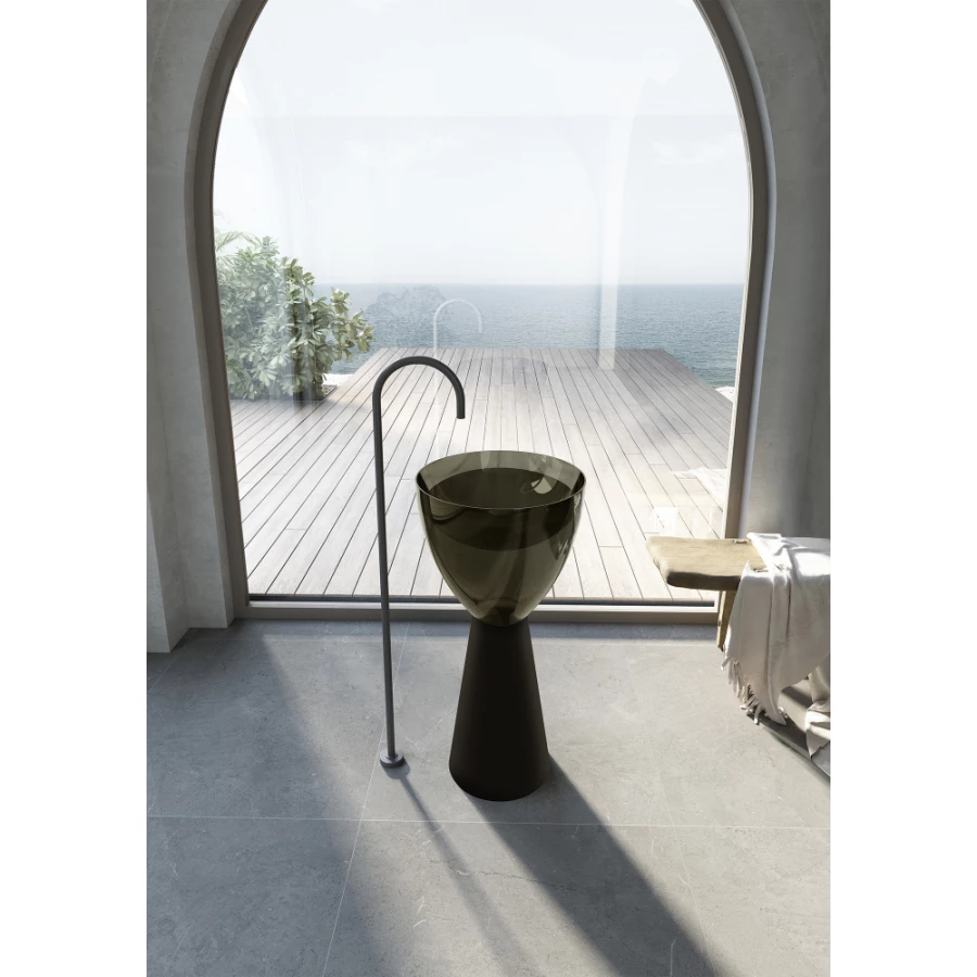 Раковина отдельностоящая прозрачная Abber Kristall черный оливковый AT2703Black-Vesuvian 45х45 см