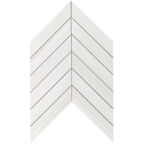 Настенная мозаика Atlas Concorde Италия Марвел Стоун Бьянко Доломите / Marvel Stone Chevron Bianco Dolomite Wall Lucida шеврон глянцевая белая под мрамор 9SCD 30,5×25 см 10 мм