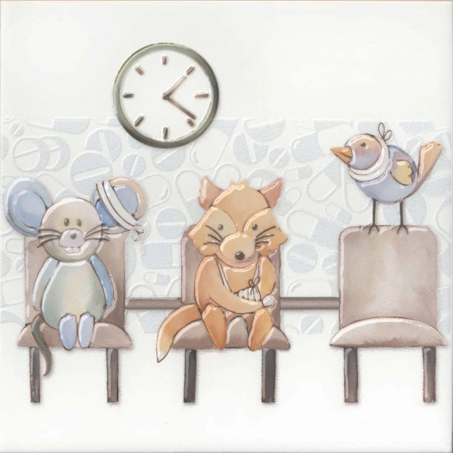 Декор Kerama Marazzi Айболит 6 полуматовый белый VT/A506/5009 20x20 см