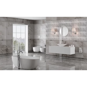 Плитка настенная Eurotile Ceramica Eclipse Light Grey 624 глянцевая серая 1,32 м2 624 ECP1GY 89,5х29,5 см