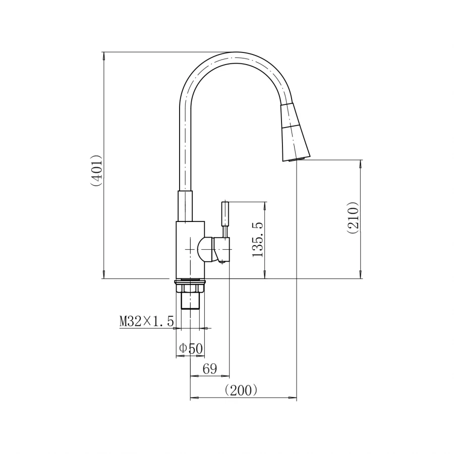 Смеситель для кухни Fashun с гибким изливом синий хром A4053+B11
