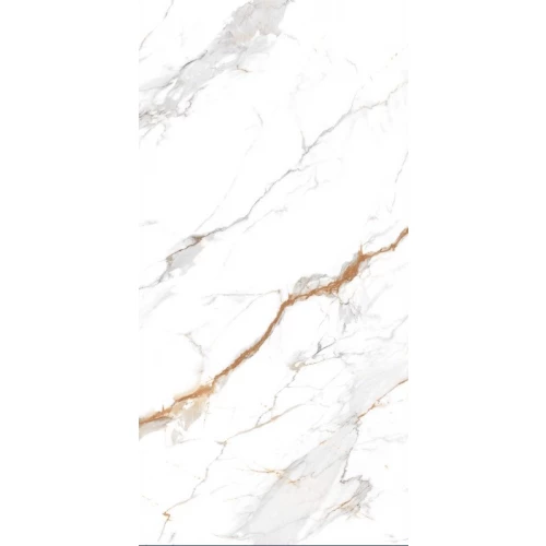 Керамогранит Realistik Delhi Polished Gold Carving глянцевый белый 120х60 см