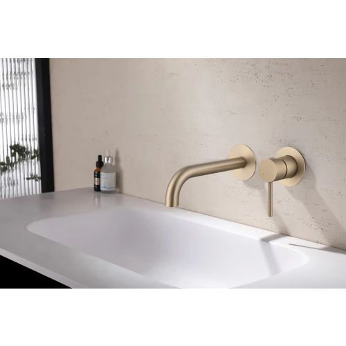 Смеситель Abber Wasser Kreis для раковины скрытого монтажа золото матовое AF8112G