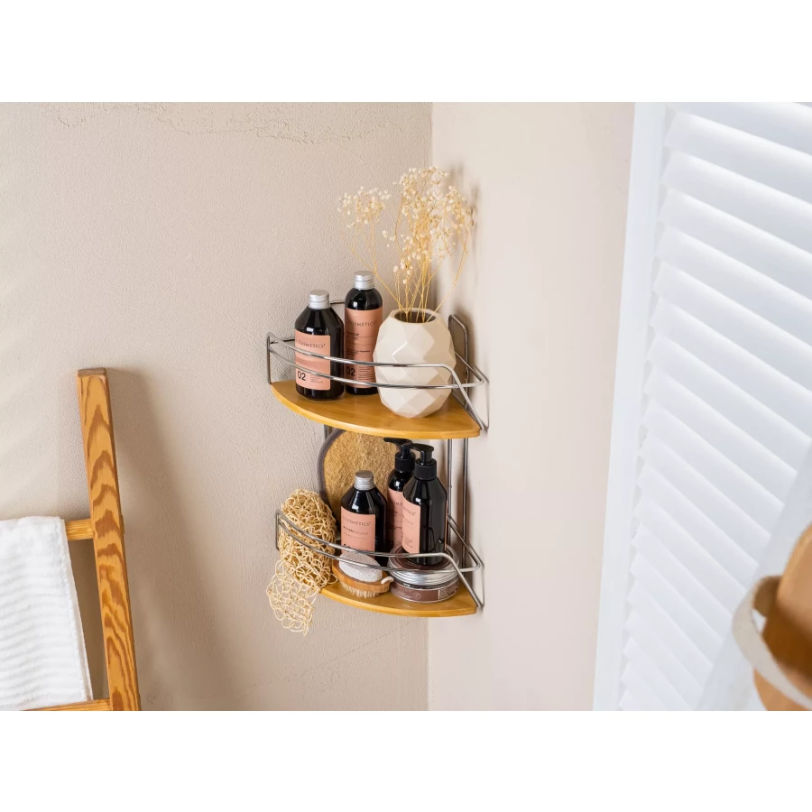 Полка угловая ЧМЗ Модулус Бамбук 509-005-01 хром 22х22х37,4 см