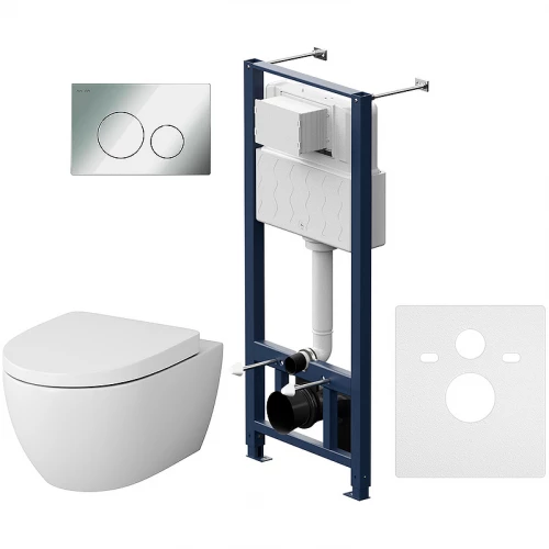 Инсталляция с клавишей Am Pm Awe Pro L глянц хром с подвесным унитазом Awe с сиденьем микролифт IS49051.111738