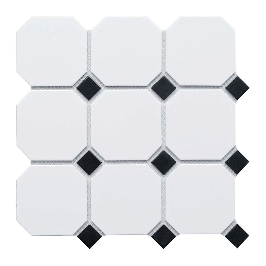 Керамическая мозаика Starmosaic Octagon big White/Black Matt 30х30 см