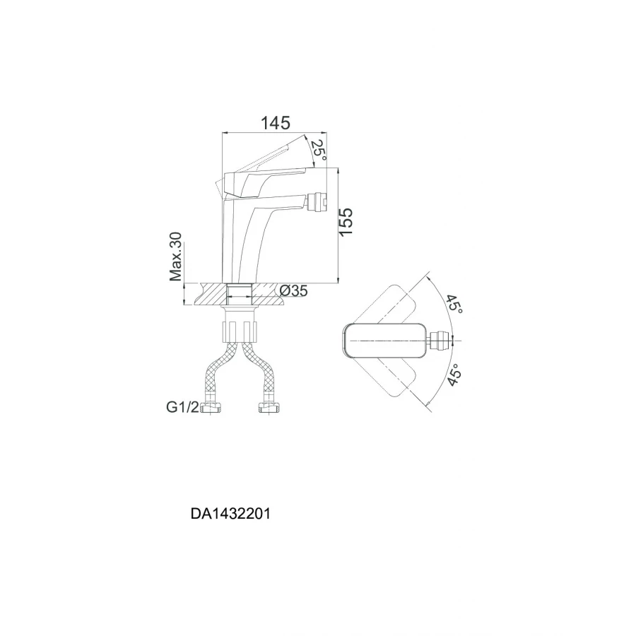Смеситель для биде D&K Berlin Technische DA1432215 черный