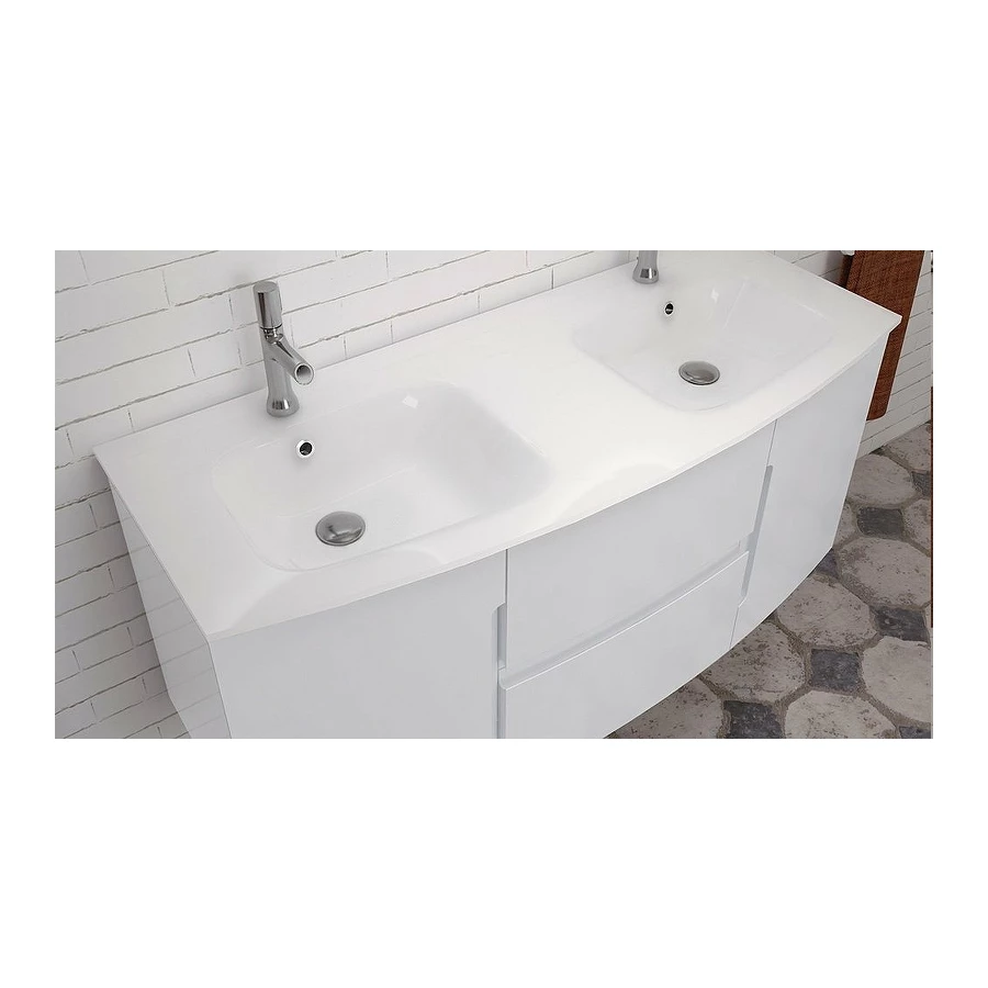 Стеклянная раковина Jacob Delafon матовый белый 2 раковины EB1887RU-DE1 140 см