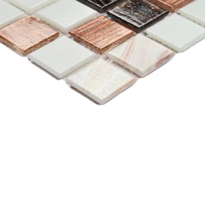 Мозаика Bonaparte Стеклянная мозаика Active 20х20 глянцевая бело-коричневая 32,7х32,7 см