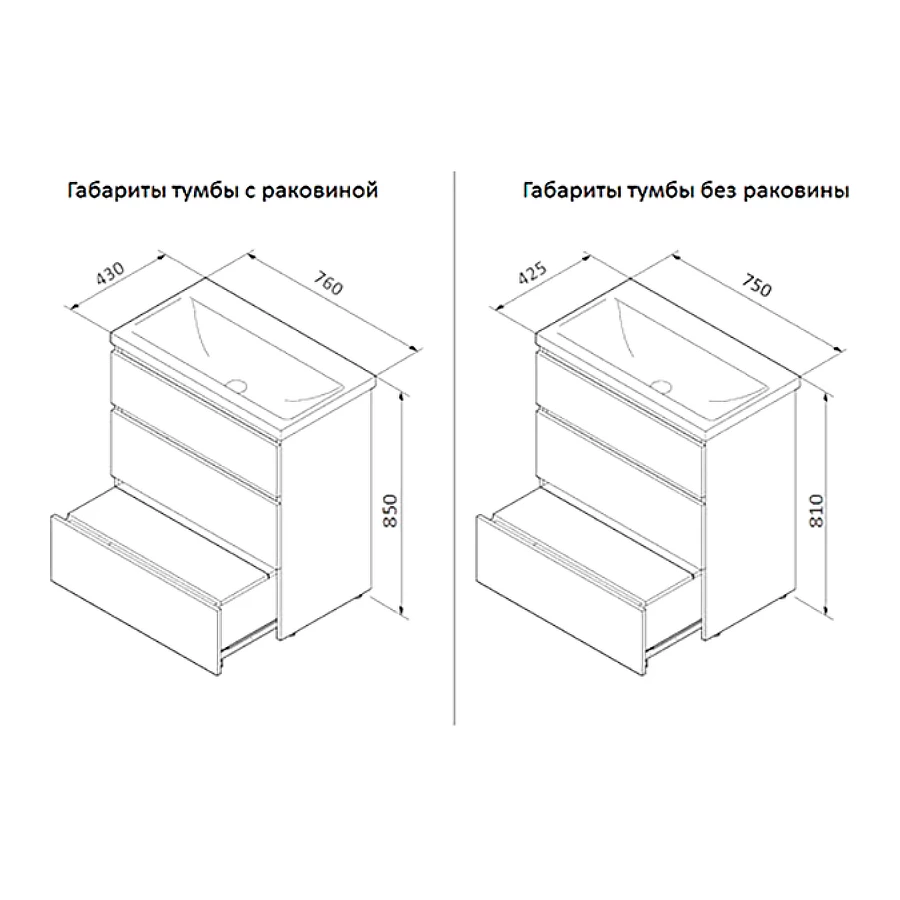 База под раковину Am Pm Gem S напольная 3 ящика белый глянец M91FSX0752WG 75 см