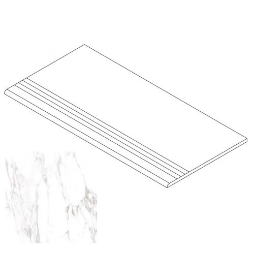 Ступень Gresse Ellora с насечками и завальцовкой мрамор лотус матовая GRS01-19 120х29,5 см