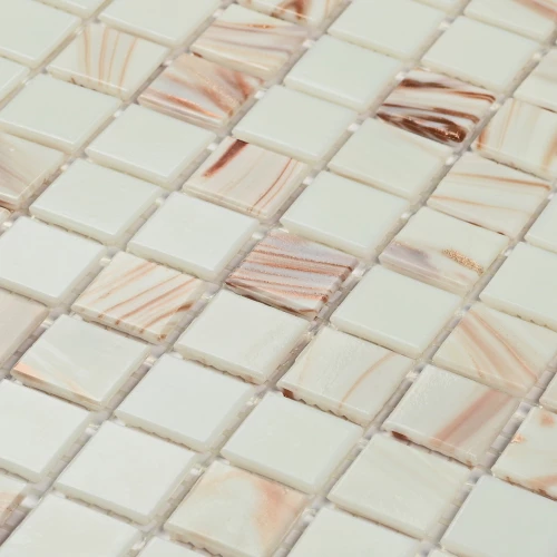 Мозаика Bonaparte Стеклянная мозаика Diva 20х20 с авантюрином полуглянцевая белая 32,7х32,7 см