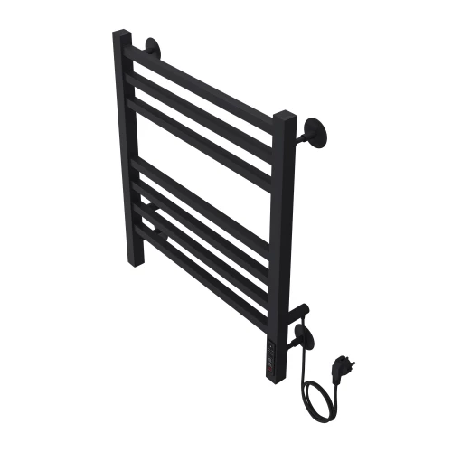 Полотенцесушитель электрический Azario Ancona квадрат 7 секций тен справа черный AZ71856B 50x60 см