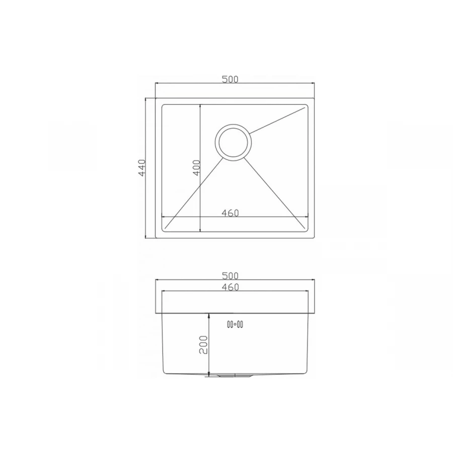 Мойка MixLine PRO подстольный монтаж вып 3 1/2 20 см с сифоном бронза 548571 50х44 см