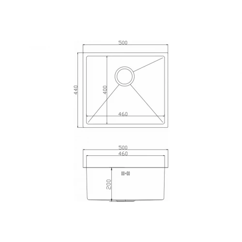 Мойка MixLine PRO подстольный монтаж вып 3 1/2 20 см с сифоном бронза 548571 50х44 см