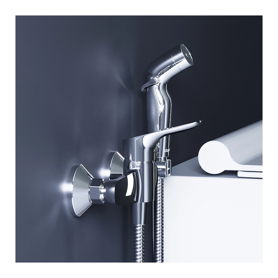 Смеситель для душа с гигиенической лейкой Damixa Jupiter держателем и шлангом 778000000