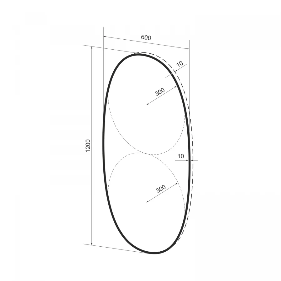 Зеркало Wellsee LED-подсветка нет форма овальная 172201480-172201490 60х120 см