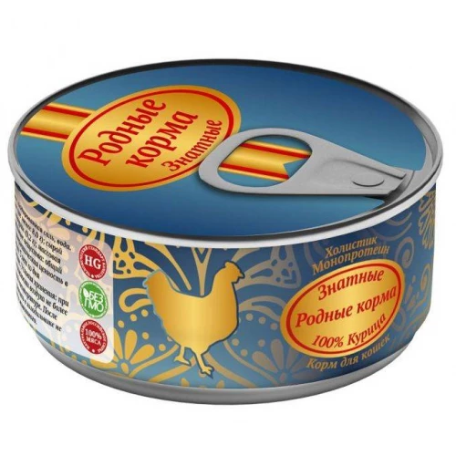 Знатные консервы для кошек Родные корма 100 % курица 1217157 100 г