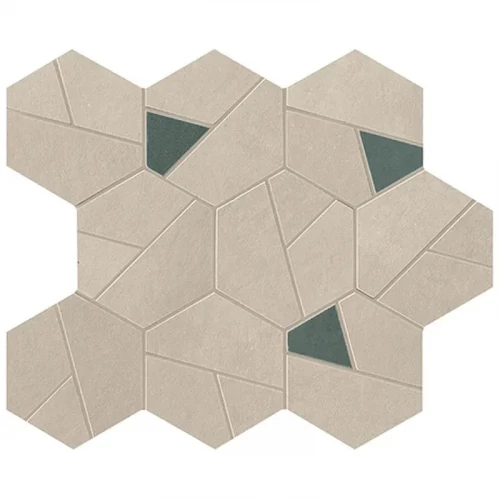 Мозаика Atlas Concorde Италия Буст Про Крим Блю / Boost Pro Cream Mosaico Hex Blue матовая шестигранная бежевый с голубым под бетон A0QO 25×28,5 см 9 мм