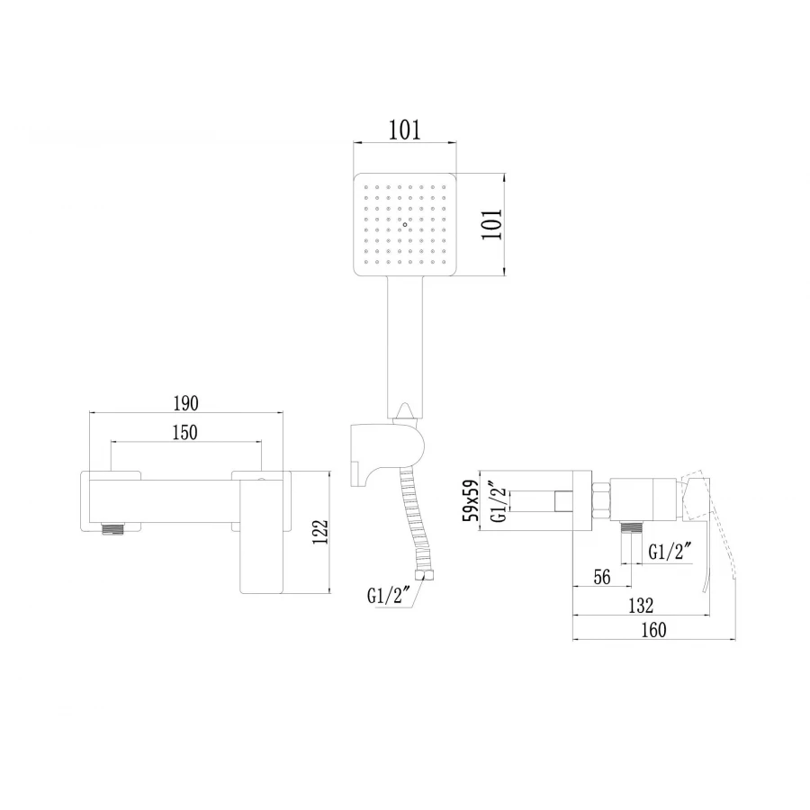 Смеситель Fmark для душа графит FS8603Q