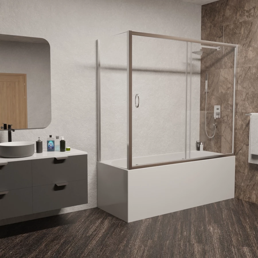 Шторка на ванну RGW SC-92 SC-62+Z-052 Матовое-Сатинат 011192575-21 150х75 см