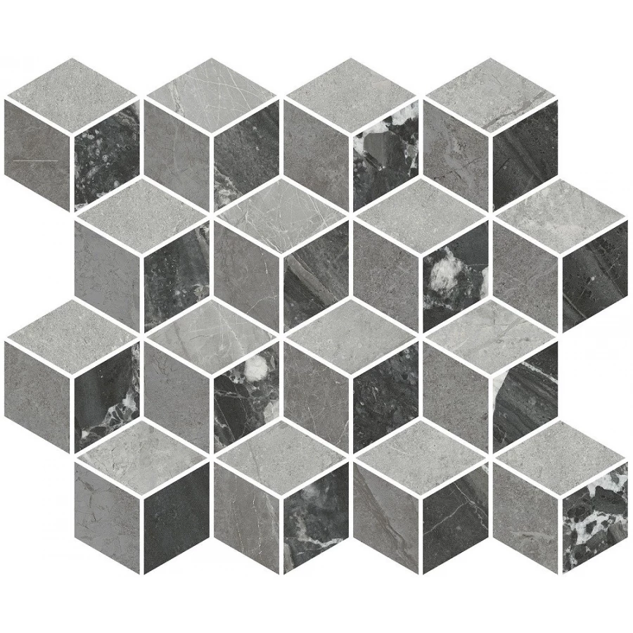 Декор Kerama Marazzi Риальто 1 мозаичный глянцевый серый T017/48008 45x37,5 см