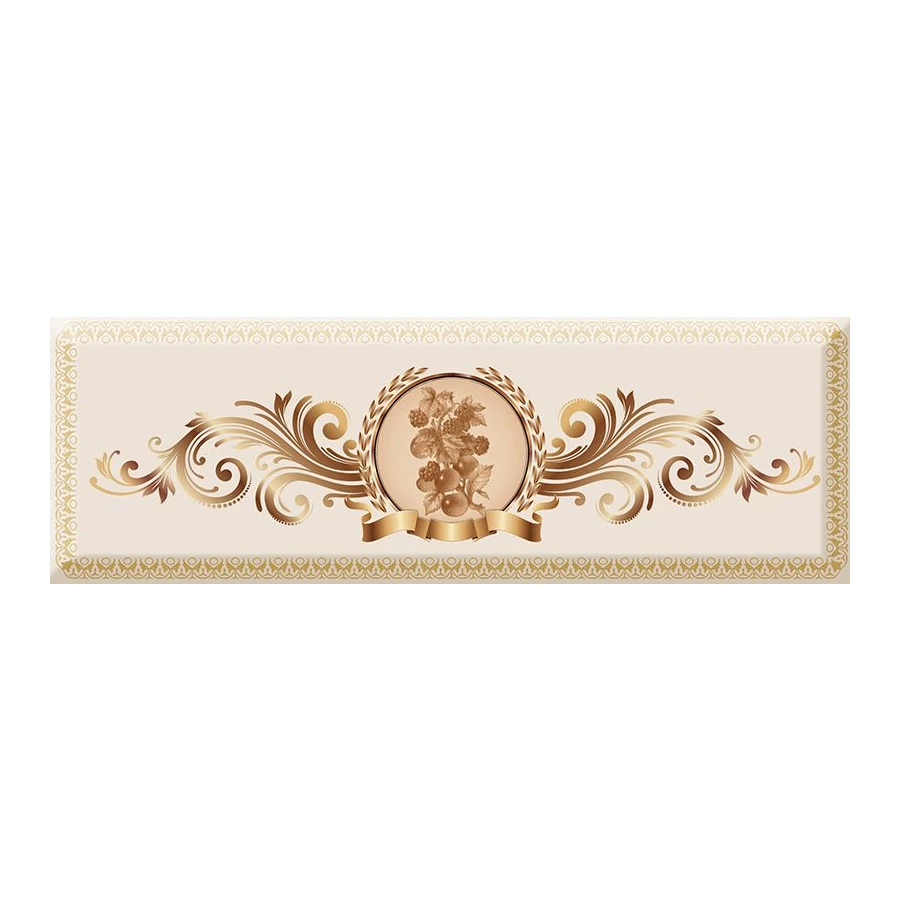 Плитка настенная Absolut Keramika Monocolor Decor Medallion Fruits 01 глянцевая бежевая AK1051 30х10 см