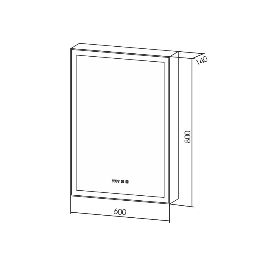 Зеркало-шкаф Silver mirrors Киото с часами и сменой цвета LED-00002358 60x80 см