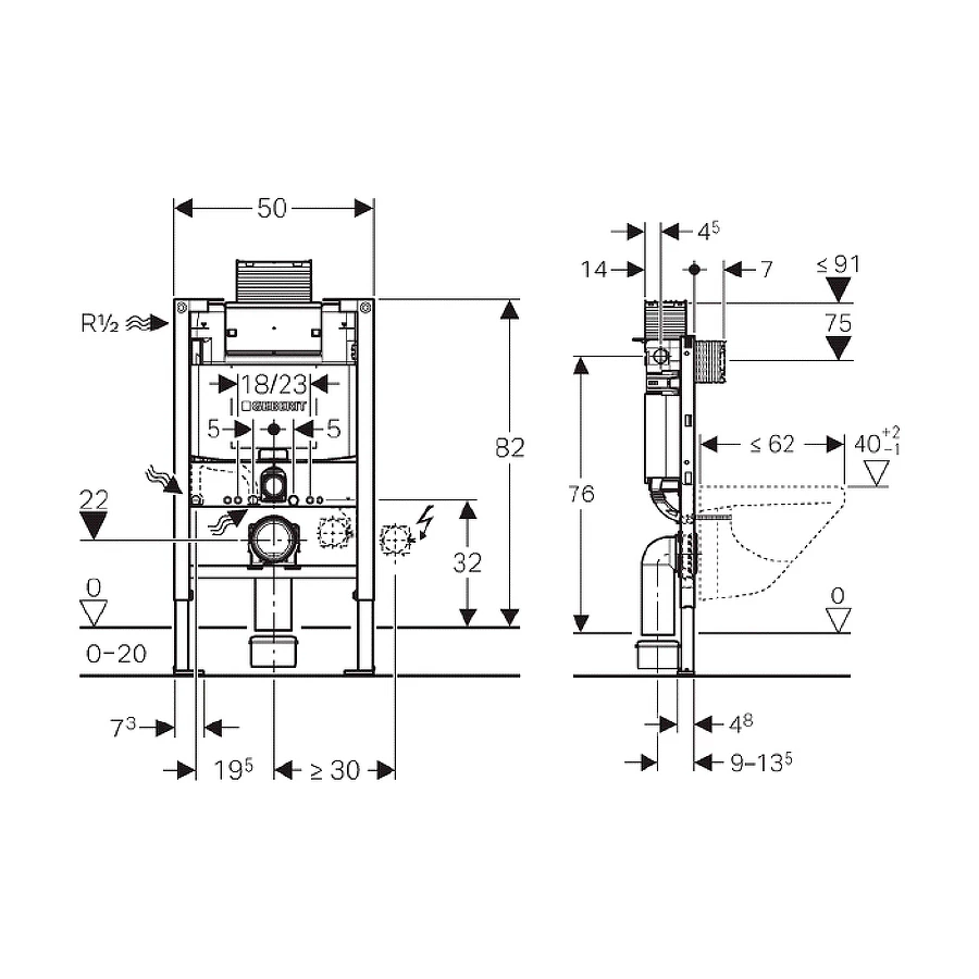 Инсталляция для унитаза Geberit Duofix Omega h82 111.003.00.1