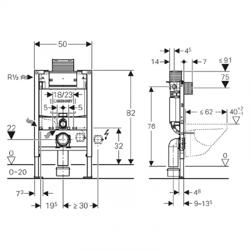 Инсталляция для унитаза Geberit Duofix Omega h82 111.003.00.1
