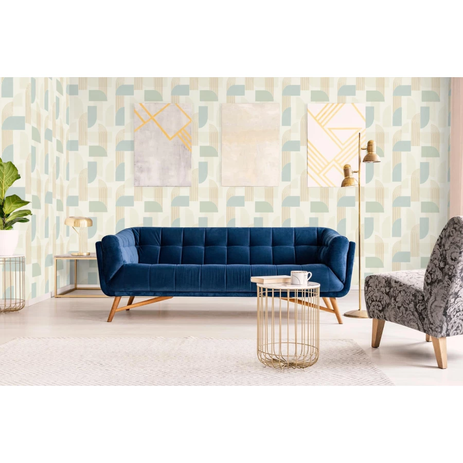 Обои винил на флизелине Grandeco Maison Зеленый Голубой Коричневый MN 3309 10,05х0,53 м