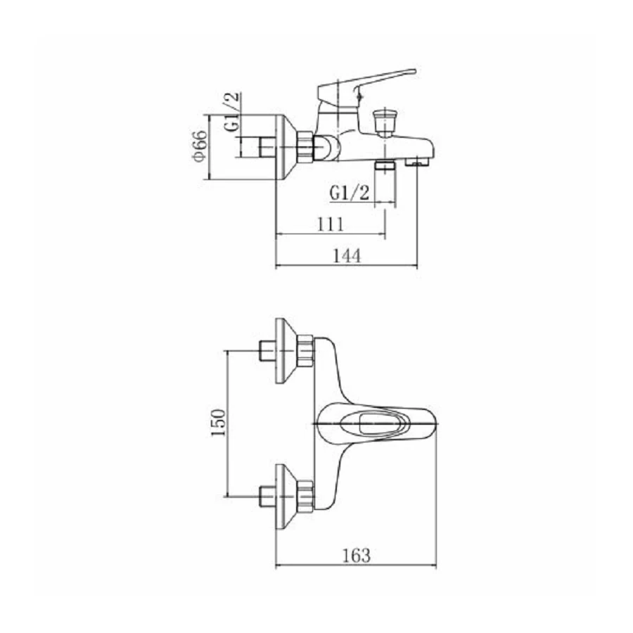 Смеситель для ванны и душа Fashun Хром A3050BLUE
