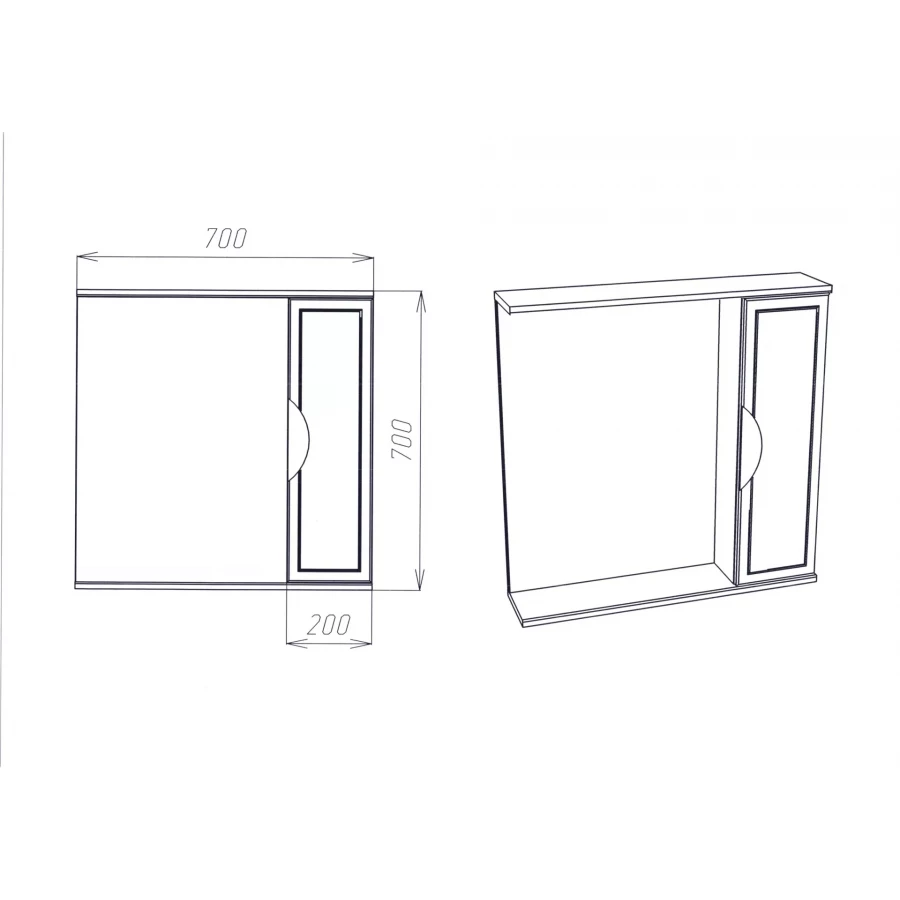 Зеркальный шкаф Viant Лима 70 без света VLIM70-ZSH 16х70х70 см