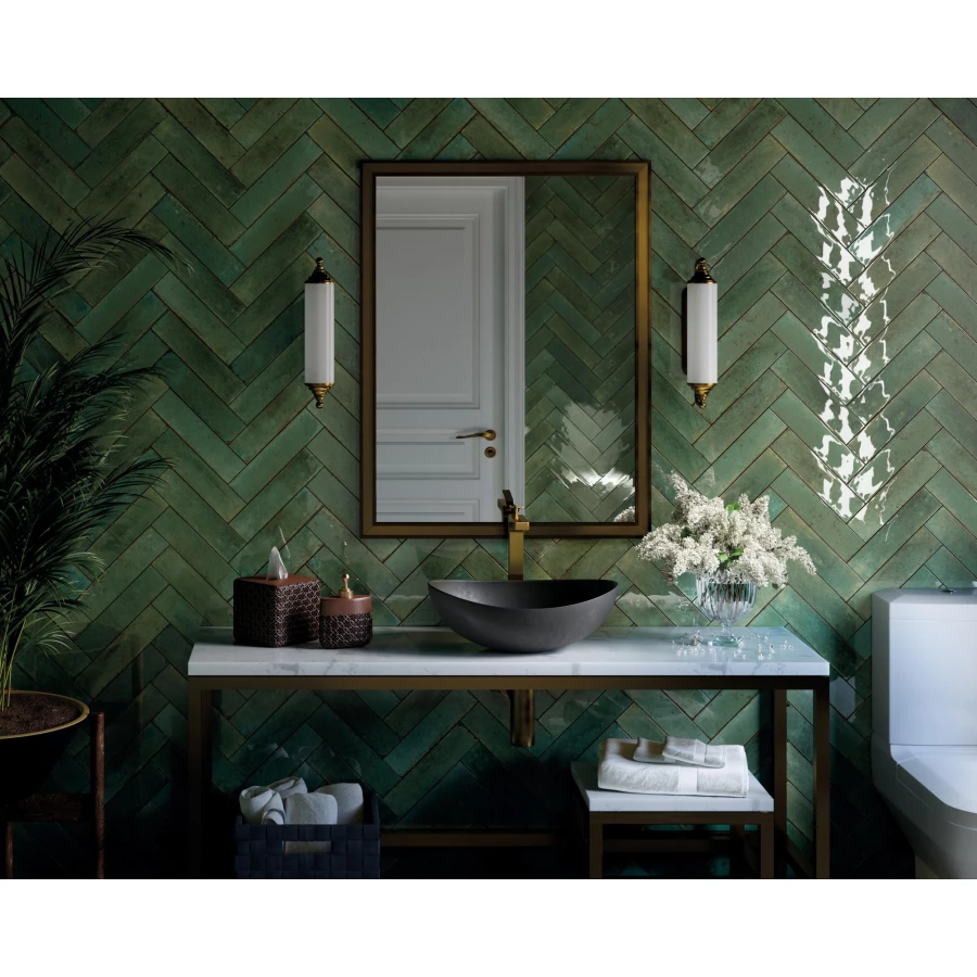 Керамогранит Dune Ceramica Agadir Selva глянцевый зеленый 188570 28х7 см