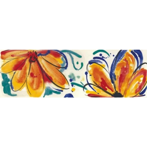 Декор Imola Ceramica Shades Flowers Sun Mix блестящий многоцветный 60x20 см