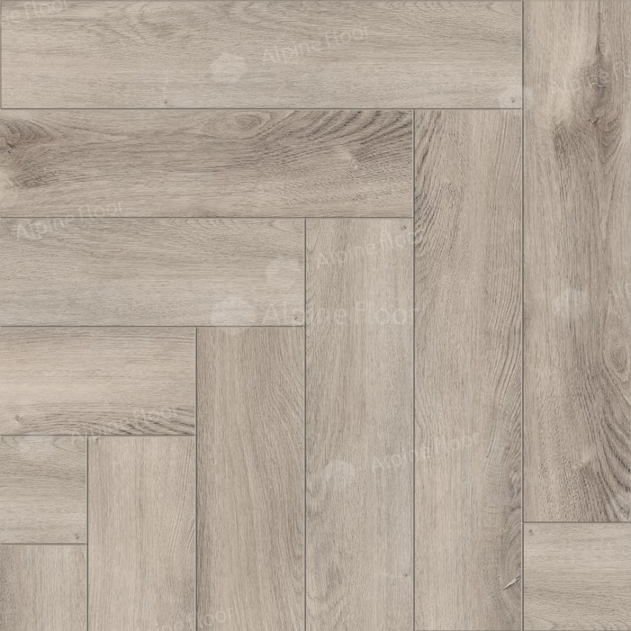 Каменный SPC ламинат Alpine Floor Parquet Light синхронное тиснение Дуб Исида ЕСО 13-15 43 класс 4 мм 1.95 кв.м 60х12.5 см