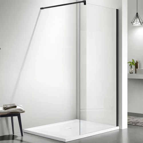 Душевая перегородка Aquatek Walk in с держателем профиль черный стекло прозрачное AQ WIW 10020BL 100х200 см