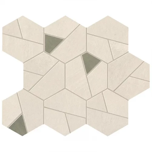 Мозаика Atlas Concorde Италия Буст Про Айвори Олив / Boost Pro Ivory Mosaico Hex Olive матовая шестигранная светло-бежевый с оливковым под бетон A0QN 25×28,5 см 9 мм