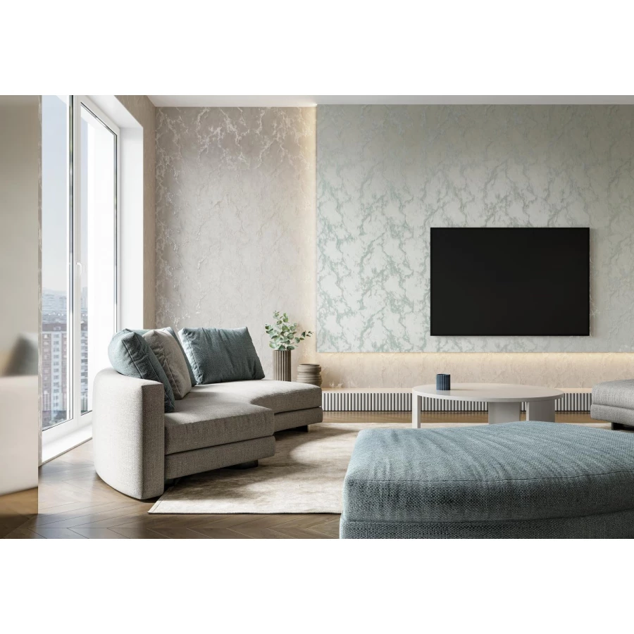 Обои флизелиновые Palitra Life Volga Палитра бирюзовые PL72168-46 1,06х10,05 м