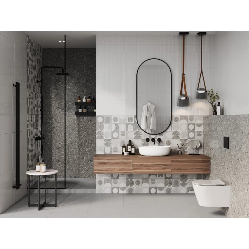 Плитка настенная Gracia Ceramica Lane grey серый 03 рельеф 010100001541 60х25 см